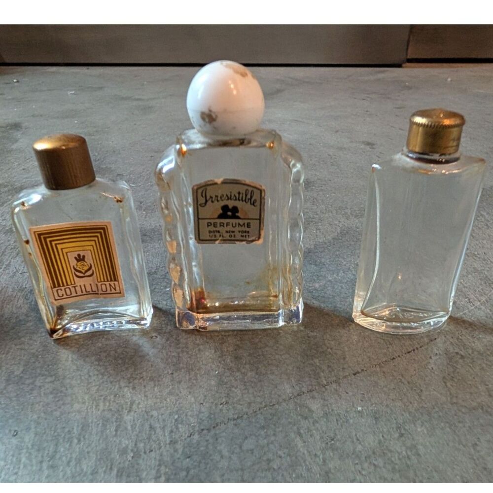 Vintage Perfume Bottle Lot 1930s-1970s Set of 3 Miniature Glass Splashes